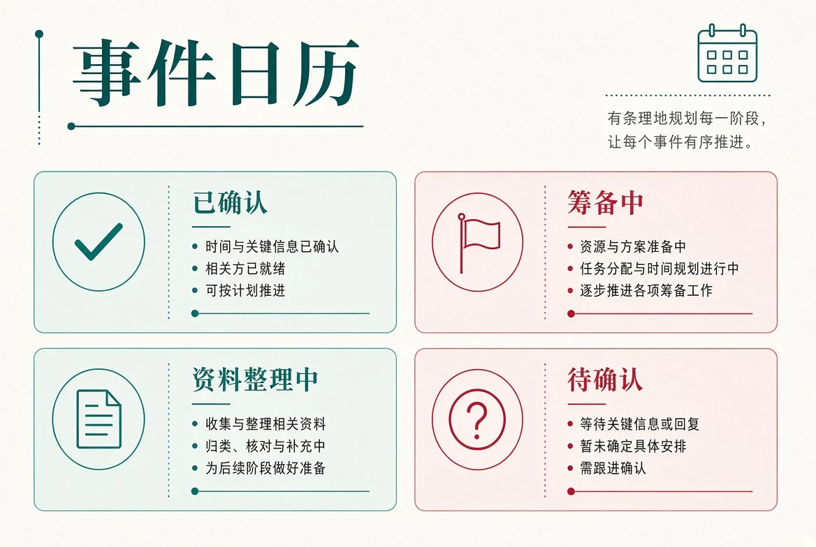 事件日历资料状态示意